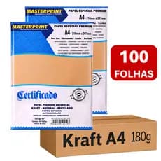 Papel Kraft A4 180g Artesanato Papelaria Impressão Masterprint