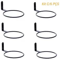Kit Suporte Anel 16cm Parede Para Vaso Auto Irrigável + Bucha e Parafuso Kit C/ 6 PÇS