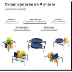 3 Organizadores Armários Cozinha Prateleira Rack Suspensa Aramado