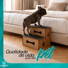 Escada Pet Gato Cachorro 2 Degraus Subir Cama Sofá Madeira MDF Conforto Facilidade Montagem