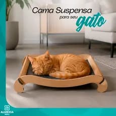 Cama Suspensa Pet Carpete Gato Cachorro Pequeno MDF Conforto 10kg Montada