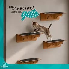 Kit 4 Prateleira Degraus Escada Gato Parede MDF Pet Playground Suporte 10kg Montado