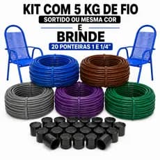 Fio De Enrolar Cadeira Espaguete Pvc Cordinha De Cadeira Macarrão De Cadeira Kit 5 kg Brinde 20 Ponteira De Cadeira