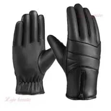 Luvas Retrô de Couro para Motocicleta / Luvas Impermeáveis para Moto/Fecho Zíper
