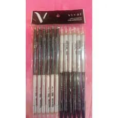 kit 12 uni Lápis de Olho Vivai 2 em 1 Preto e Branco com Apontador