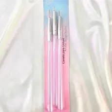 Kit c/3 Pincéis Ultra Fino Francesinha Decoração Manicure