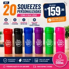 Kit 20 Squeeze Personalizada 500ml  com sua logo, Empresas, Eventos, Academias, Brinde corporativo Garrafa Água.