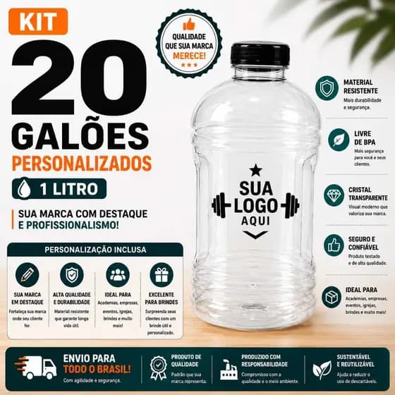 20 Galões personalizados para academias empresas, Eventos e Brindes.