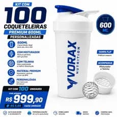 Kit 100 Coqueteleiras Personalizadas 600 ml com misturador + telinha premium, Academia ,Empresas e eventos.