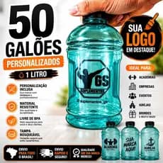 KIT 50 Galões 1 litro personalizados, para academia, crossfit, igreja e empresas.