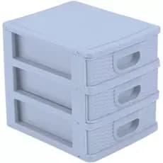Organizador De Mesa Gaveteiro Micro Porta Tudo 3 Gavetas Branco Preto Rosa Cinza Transparente