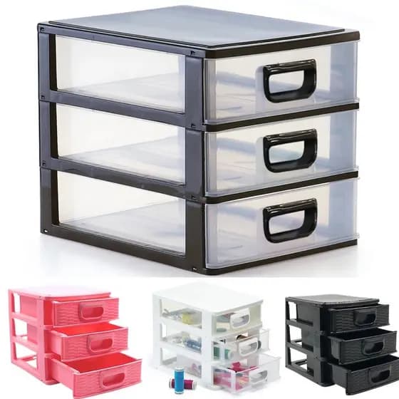 Organizador de Mesa Gaveteiro Porta Tudo 3 Gavetas Multiuso Compacto Dimensões 15x13x14cm