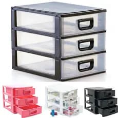 Organizador de Mesa Gaveteiro Porta Tudo 3 Gavetas Multiuso Compacto Dimensões 15x13x14cm