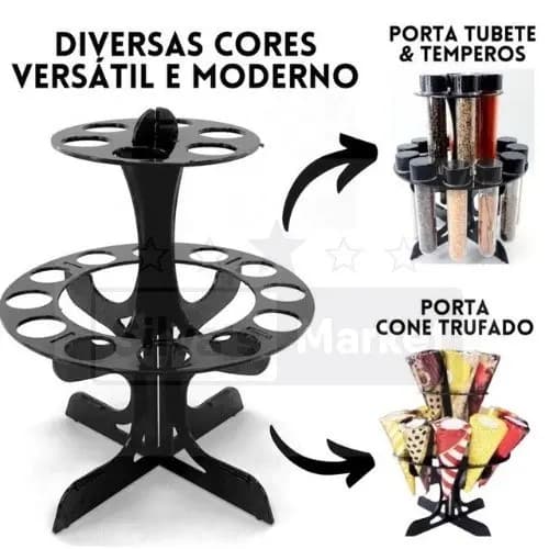 Suporte Porta Tubetes e Cones Trufados 18 Furos 3 Cores - Ideal para Festas e Buffet