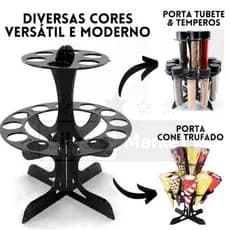 Suporte Porta Tubetes e Cones Trufados 18 Furos 3 Cores - Ideal para Festas e Buffet