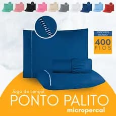 Jogo de Lençol Micropercal Antialérgico 400 Fios Ponto Palito - Solteiro / Casal / Queen / King