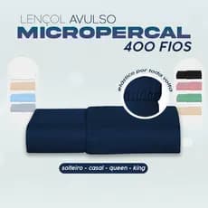 Lençol Avulso com Elástico - 400 Fios Micropercal Liso - Solteiro / Casal / Queen / King Toque Macio