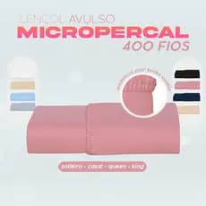 Lençol com Elástico Avulso - 400 Fios Micropercal Liso - Solteiro / Casal / Queen / King