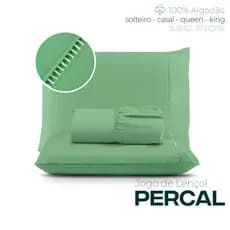 Lençol PERCAL LISO 100% Algodão Ponto Palito - Solteiro Casal Queen e King