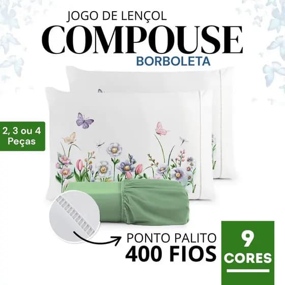 Jogo de Lençol Micropercal 400 Fios – 2 3 ou 4 Peças Fronha Estampada Ponto Palito – Solteiro Casal Queen King