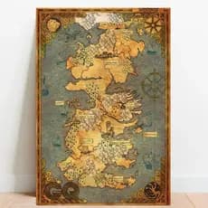 Quadro Placa Decorativa Poster Geek Mapa Game of Thrones westeros decoração 02