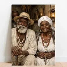 Quadro Placa decorativa meu Orixá Umbanda Candomblé Decorativo Oxalá preto velho casal 01