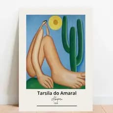 Quadro Placas Decorativas grandes artistas Tarsila do Amaral - Abaporu com moldura
