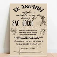 Quadro Placa decorativa Prece Oração a são Jorge Catolica catolicismo 01