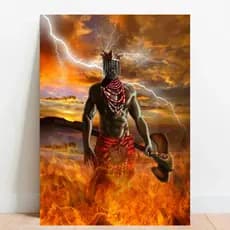Quadro Placa decorativa Xangô Orixá Umbanda Candomblé Xango é rei 010