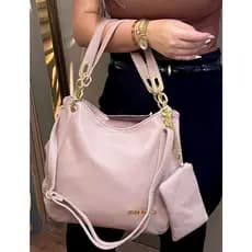 Bolsa Feminina Rosa Amora Alça de Ombro e Transversal Espaçosa Elegante