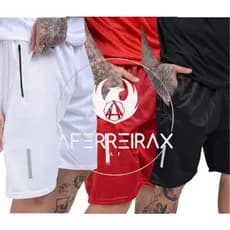 KIT 3 BERMUDAS MASCULINA COM LOGO REFLETIVO BERMUDA ADULTO ACADEMIA