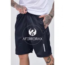 Bermuda Masculina Com Logo Refletivo Moda de Academia e Esportes Tecido Frio e Maleavel