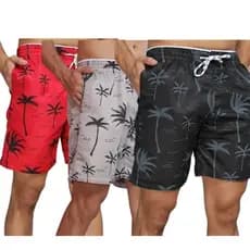KIT 3 Bermudas Tactel Coqueiro Premium Bermuda Mauricinho Surf Praia Secagem Rápida Academia