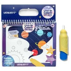 Livro de Colorir com Agua - 4 Cenários Galaxia Agua Book Aquabook Infantil Reutilizavel Leonora