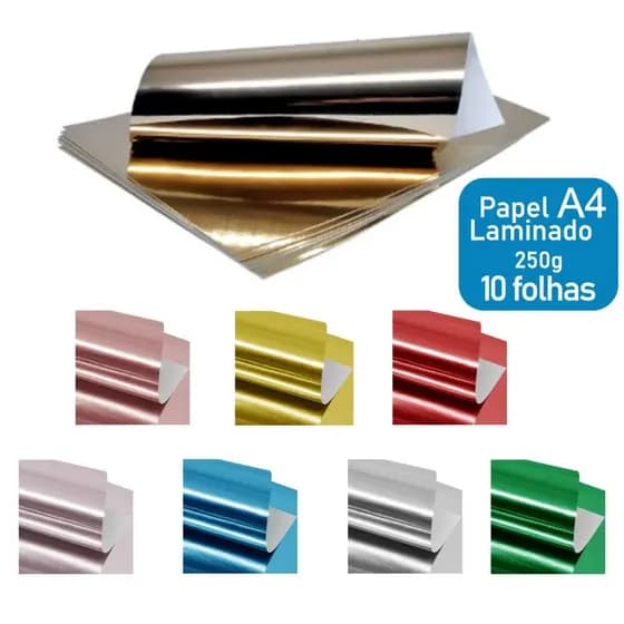 Papel Laminado A4 Lamicote 250g Artesanato Pct c/10 Folhas Masterprint