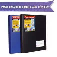 Pasta Catálogo A4 Com 25 Envelopes Plásticos Jumbo 4 Argolas Chies Hemon