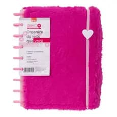 Caderno Disco Inteligente Plush Pink 22x16cm 80 Folhas Capa Aveludada Rosa e Sistema de Discos Brw