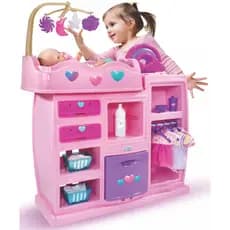 Quarto de Boneca Dos Sonhos 2 em 1 Berço com Roupeiro e Banheira com Ducha - Magic Toys 8104