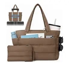 Bolsa Feminina Grande Capacidade com Múltiplos Bolsos Casual Versátil Use a Tiracolo ou Transversal