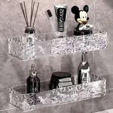 Suporte em Acrílico de Shampoo Prateleiras de Banheiro Retangular/Triangular Estilo Glaciar Sem Furo