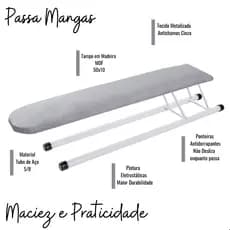 Passa Mangas Preto e Branco Metalizado Portátil Retratil
