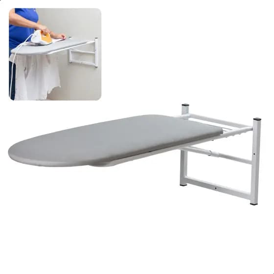 Tabua Mesa De Passar Roupa  De Parede Articulada Em Aço e Pintura Anticorrosiva