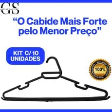 Cabide Preto Kit c/ 10 Unidades Adulto Master Reforçado e Resistente Envio Imediato