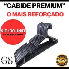 Kit 100 Cabide Adulto Premium Super Reforçado Plástico Preto  - Envio Imediato