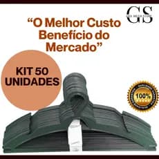 Kit 50 Unid. Cabides de Plástico Resistentes para uma Organização Impecável