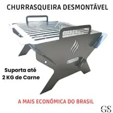 Churrasqueira Galvanizada Compacta Desmontável – Perfeita p/ Apartamento & Eventos