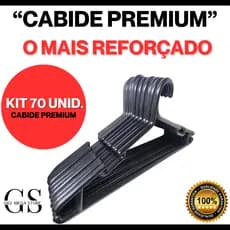 Kit 70 Cabide Adulto Premium Super Reforçado Plástico Preto  - Envio Imediato