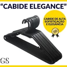 Kit Cabide Adulto Reforçado Plástico Preto Elegance - Envio Imediato