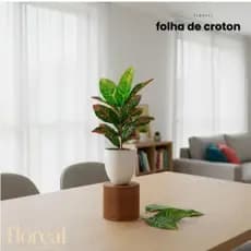 Buquê Folhagem Cróton Verde Planta Artificial 1 Unidade Decoração Sala Jardim