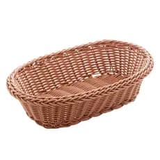 Cesta Oval/Retangular Lyor Rattan Plástico Marrom 24x17x7cm Porta Pães Frutas e Salgados